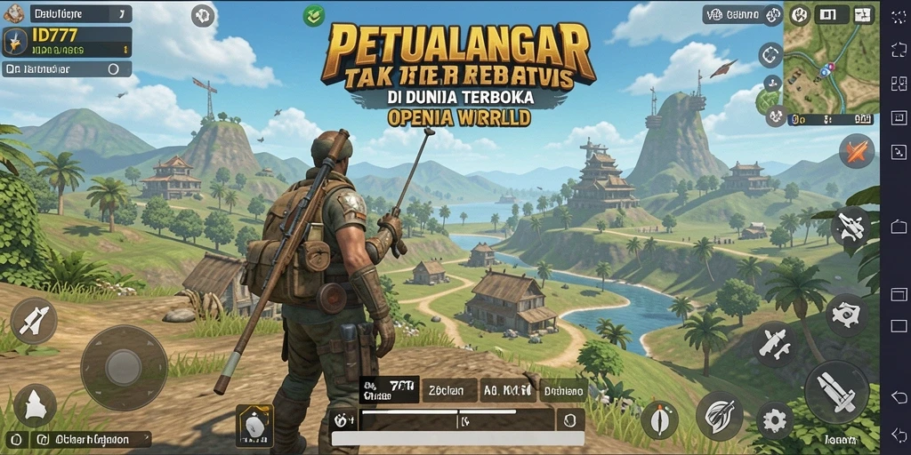 Tampilan antarmuka dan fitur interaktif dalam game Open World.
