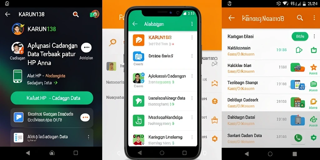 Antarmuka aplikasi KARUN138 untuk cadangan data yang sederhana dan efisien.