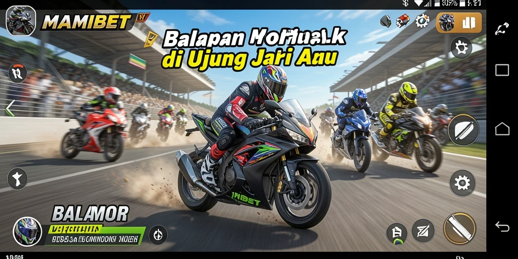 Antarmuka MAMIBET yang keren dalam balapan motor.