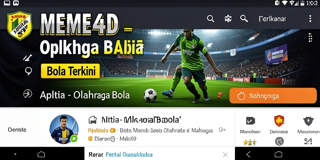 Antarmuka aplikasi MEME4D yang menarik dan informatif untuk penggemar Olahraga Bola.