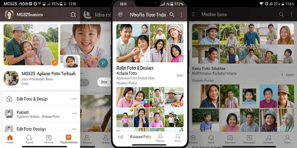 Antarmuka utama MG525 untuk membuat kolase foto yang menarik.